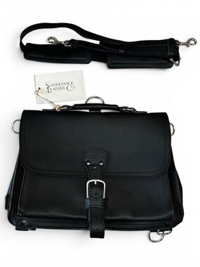 NWOT Saddleback FRONT POCKET LEATHER BRIEFCASE $679